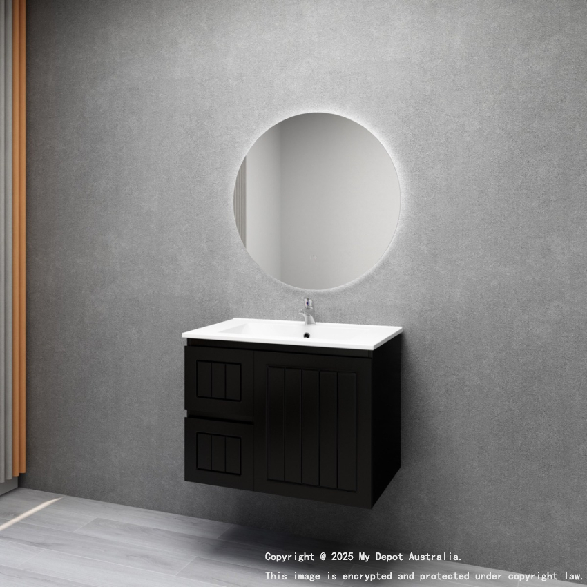 750MM Amber Matte Black 2PAC MDF 2L/DW 1R/DR Wall Hung Cabinet Only