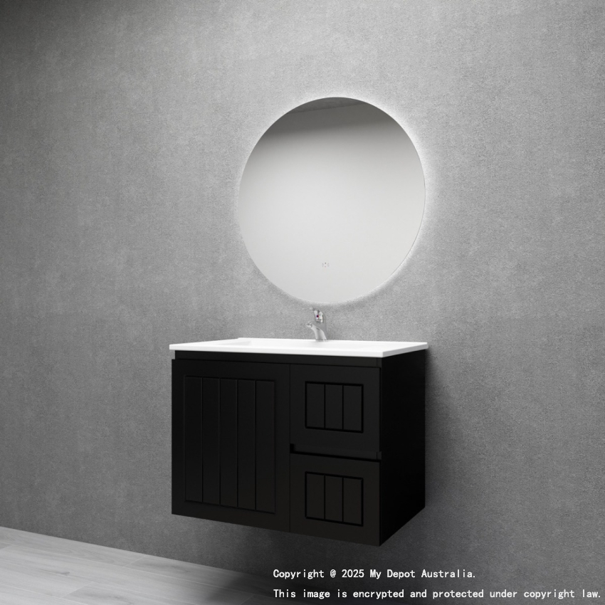 750MM Amber Matte Black 2PAC MDF 2L/DW 1R/DR Wall Hung Cabinet Only