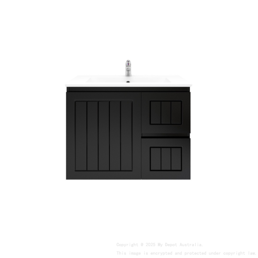 750MM Amber Matte Black 2PAC MDF 2L/DW 1R/DR Wall Hung Cabinet Only