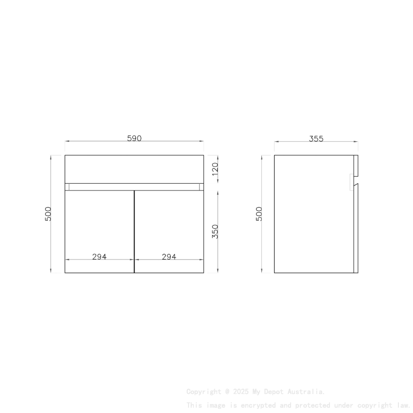 600MM Narrow Gloss White PVC Bathroom Vanity 2 Doors Wall Hung Cabinet Only 