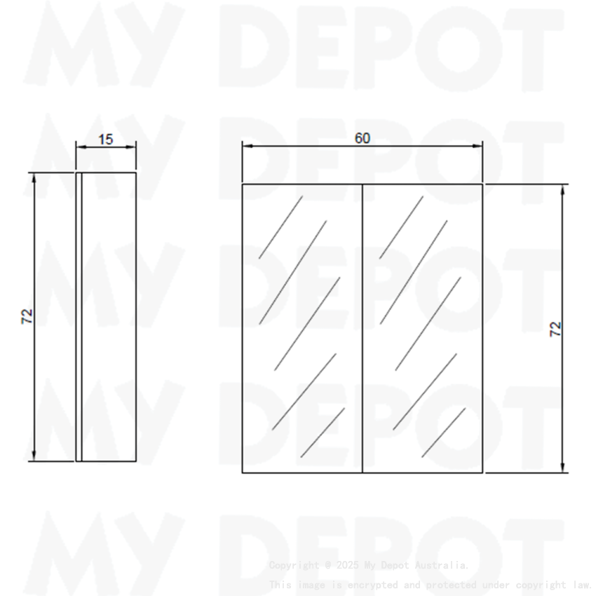 600MM Pencil Edge Gloss White 2 Doors PVC Shaving Cabinet