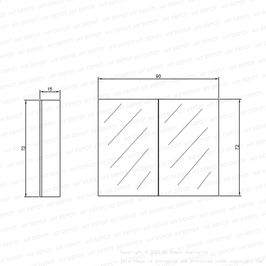 900MM Pencil Edge Gloss White 2 Doors PVC Shaving Cabinet