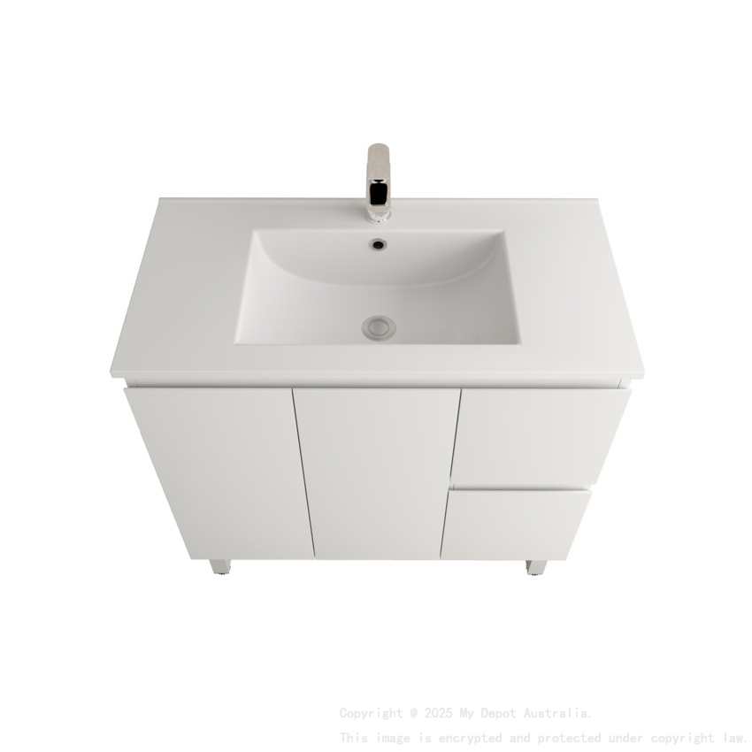 900Lx830Hx450Dmm Gloss White 2PAC PVC Two Right Drawers Two Left Door Freestanding Vanity Cabinet Only
