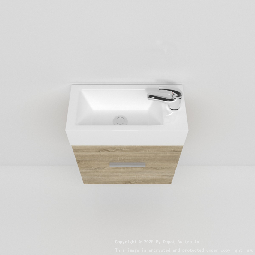 500mm White Oak MDF Bathroom Vanity Single Door Wall Hung Cabinet Only 