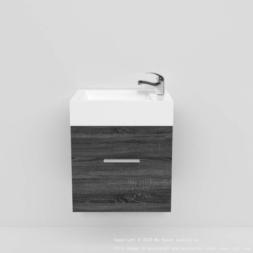 500mm Dark Grey MDF Bathroom Vanity Single Door Wall Hung Cabinet Only 