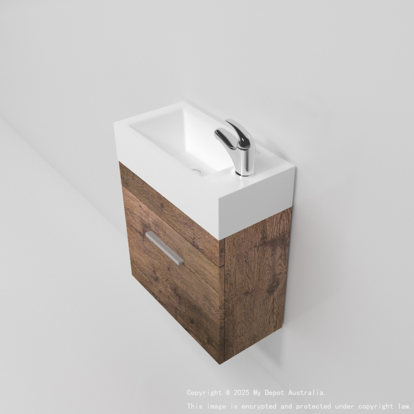 500mm Dark Oak MDF Bathroom Vanity Single Door Wall Hung Cabinet Only 