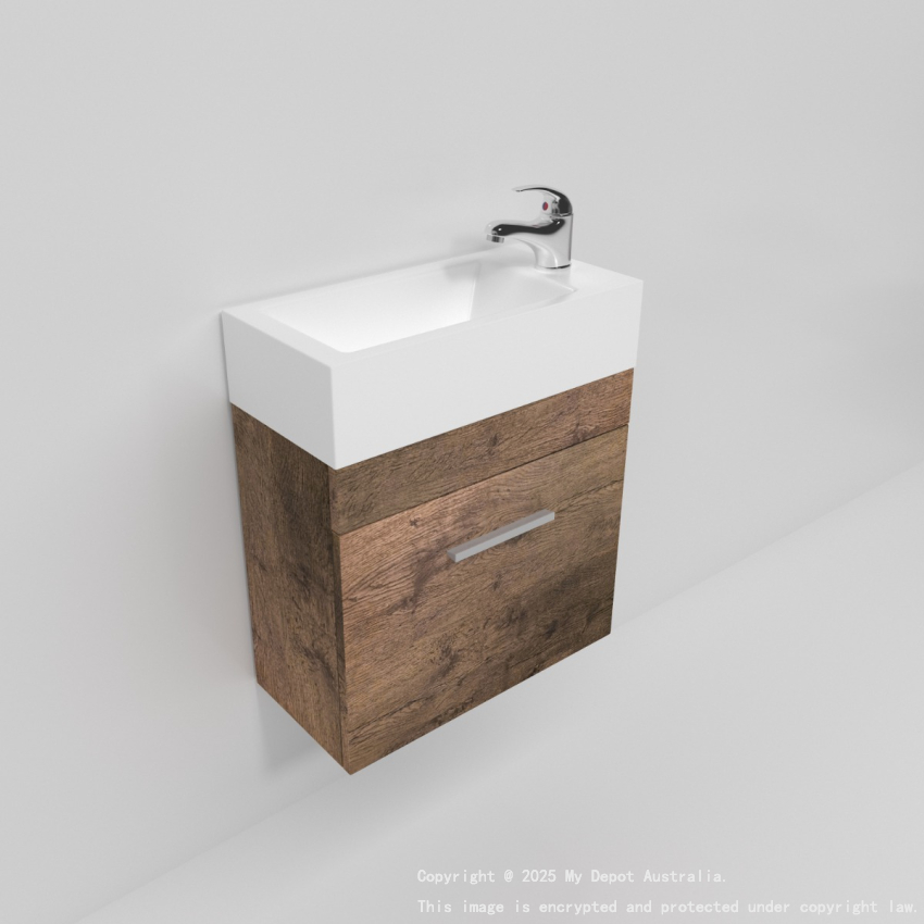 500mm Dark Oak MDF Bathroom Vanity Single Door Wall Hung Cabinet Only 