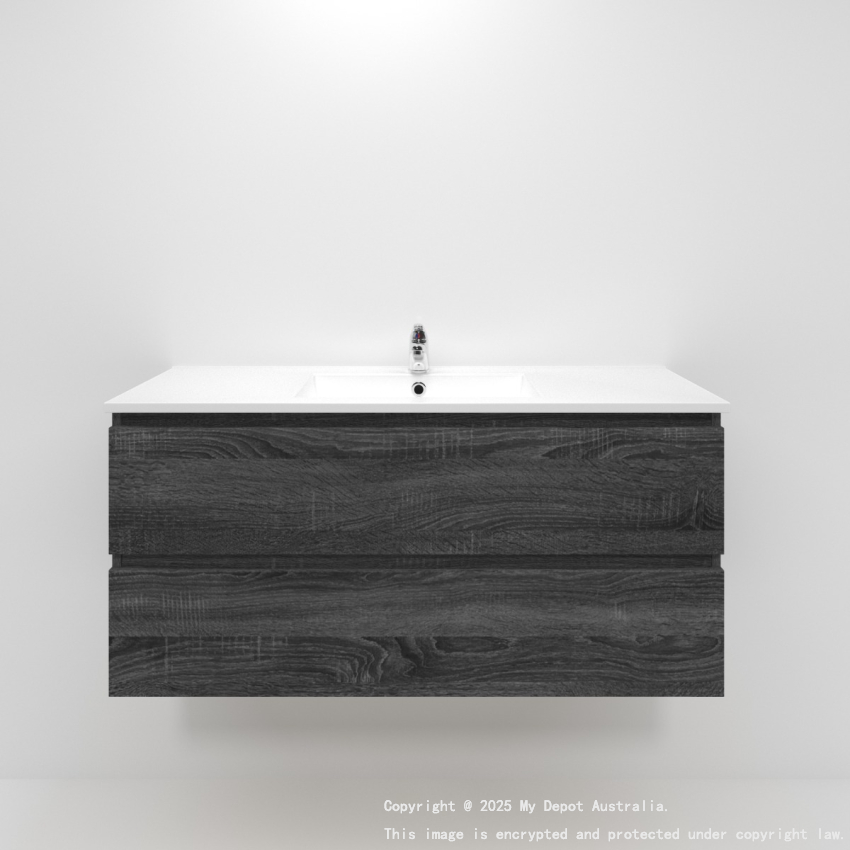 1200mm Dark Grey MDF Bathroom Vanity 2 Drawers Wall Hung Cabinet Only 