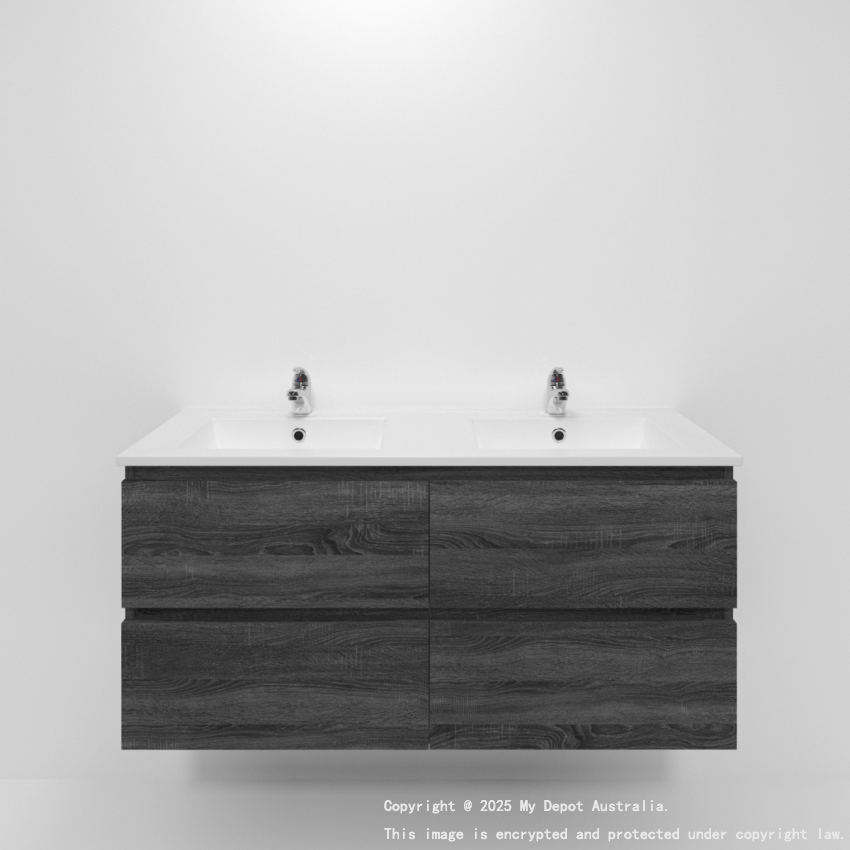 1200mm Dark Grey MDF Bathroom Vanity 4 Drawers Wall Hung Cabinet Only 