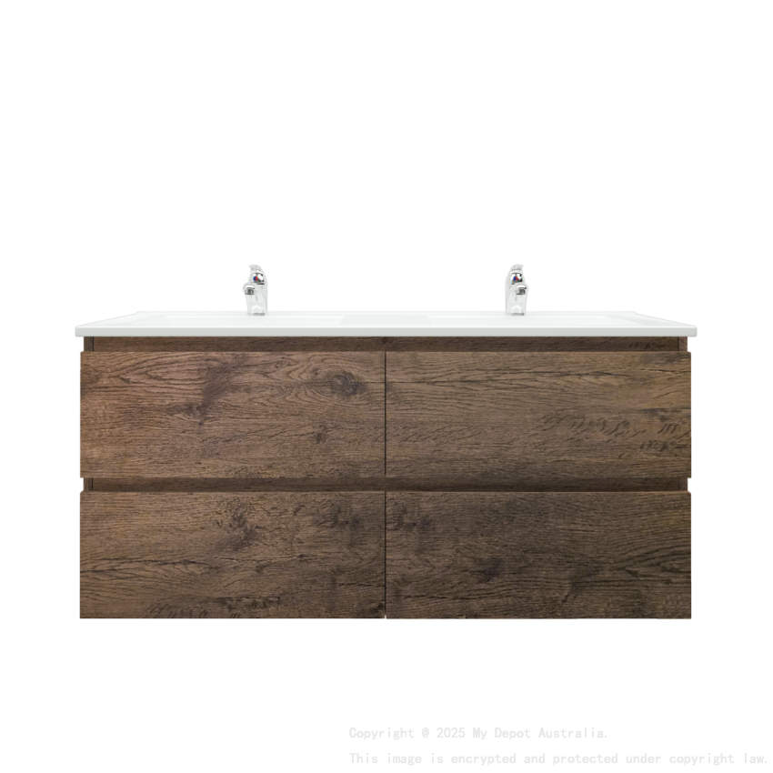1200mm Dark Oak MDF Bathroom Vanity 4 Drawers Wall Hung Cabinet Only 