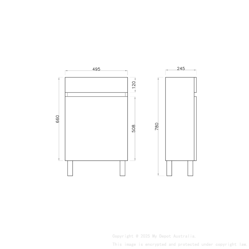500mm Dark Oak MDF Bathroom Vanity Single Door Free Standing Cabinet Only