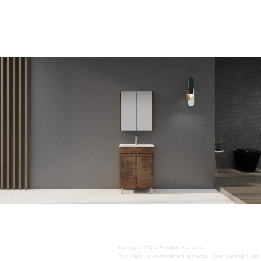 600mm Narrow Dark Oak MDF Bathroom Vanity 2 Doors Free Standing Cabinet Only