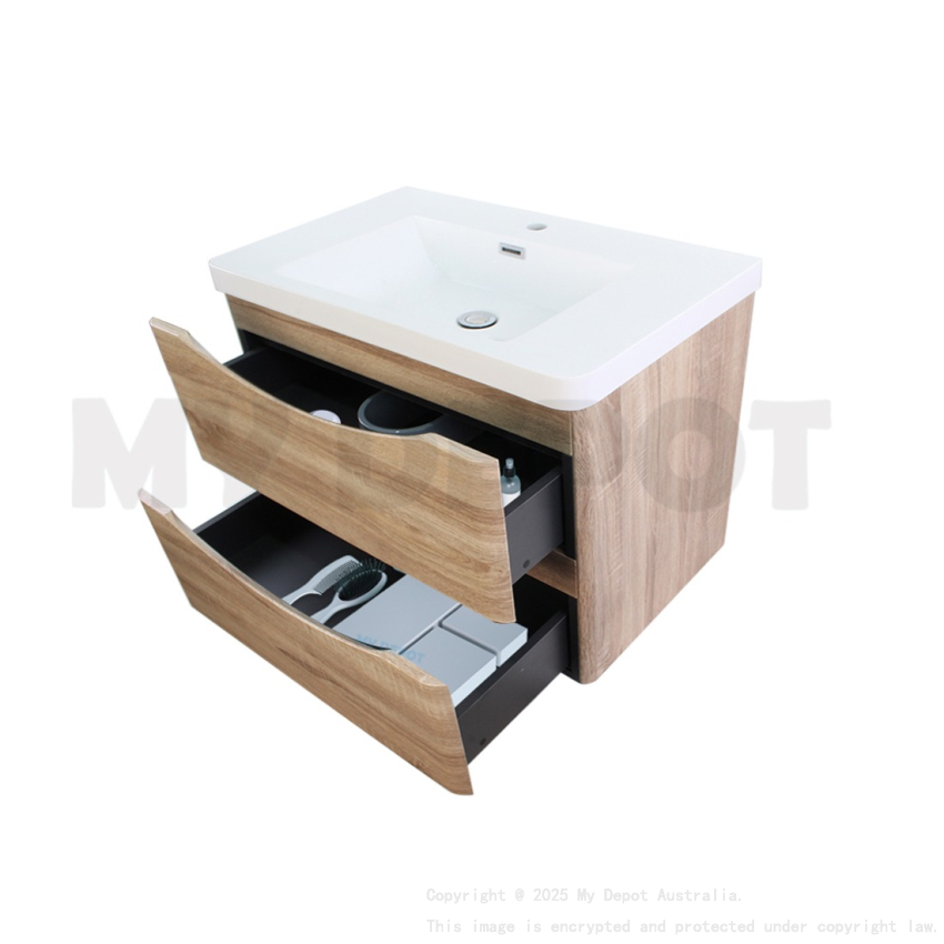 900mm White Oak MDF Bathroom Vanity 2 Doors ARC Wall Hung Cabinet Only