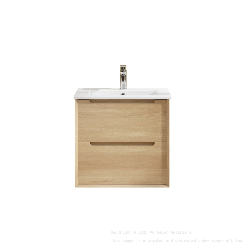 590x460x550mm Bell Collection Natural Oak 2/DW Wall Hung Vanity