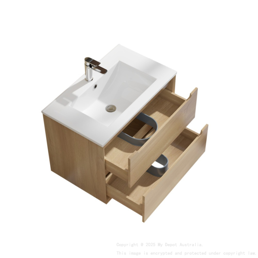 740x460x550mm Bell Collection Natural Oak 2/DW Wall Hung Vanity