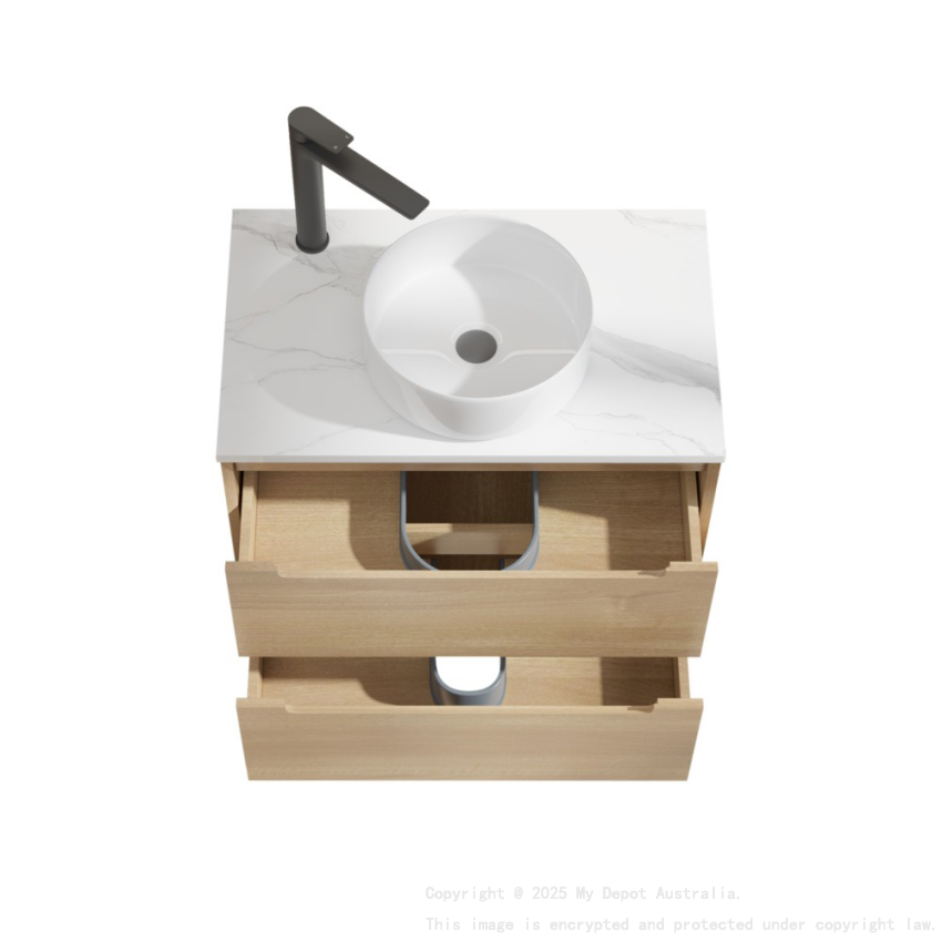 740x460x550mm Bell Collection Natural Oak 2/DW Wall Hung Vanity