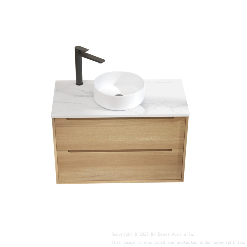 890x460x550mm Bell Collection Natural Oak 2/DW Wall Hung Vanity