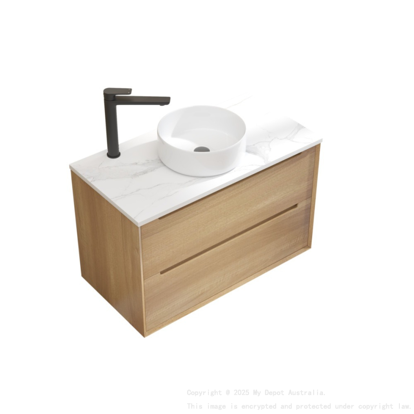 890x460x550mm Bell Collection Natural Oak 2/DW Wall Hung Vanity