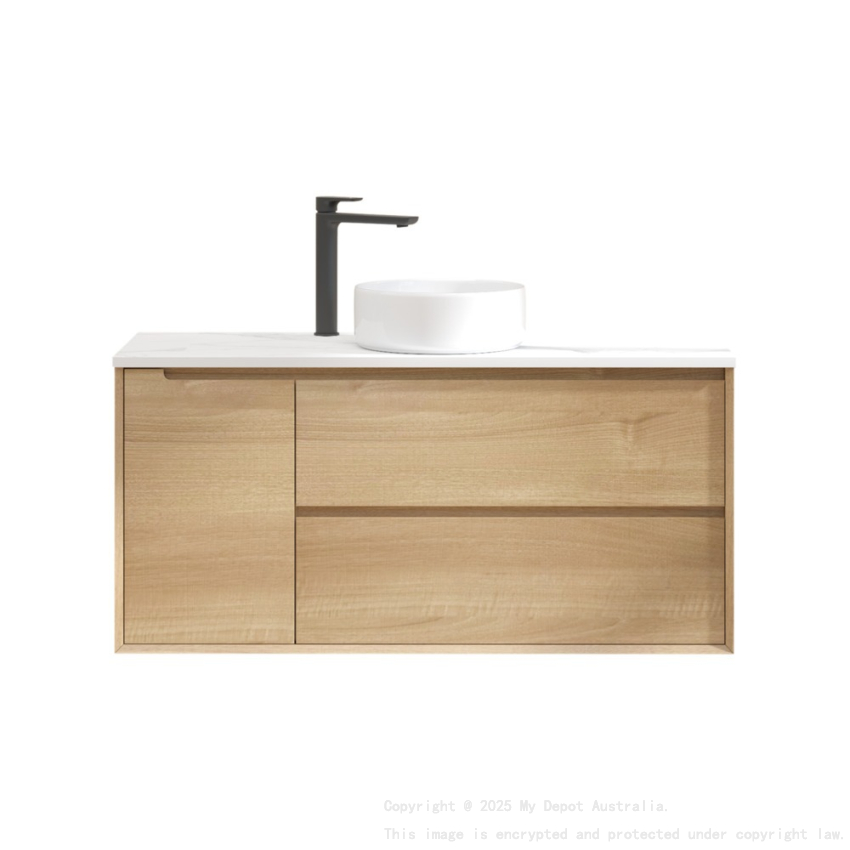 1190x460x550mm Bell Collection Natural Oak 2R/DW 1L/DR Wall Hung Vanity