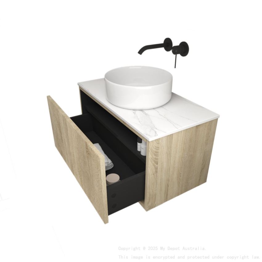 Kiama 740Lx386Dx380Hmm White Oak 1/DW Narrow Wall Hung Vanity