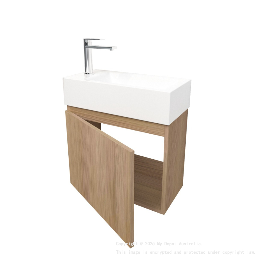 500mm Natural Oak 1 Left Hinged Door Wall Hung Vanity for Bathroom Cabinet Only