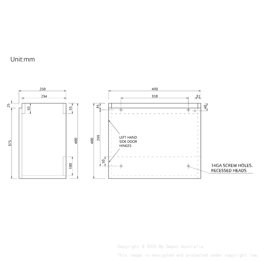 500mm Natural Oak 1 Left Hinged Door Wall Hung Vanity for Bathroom Cabinet Only