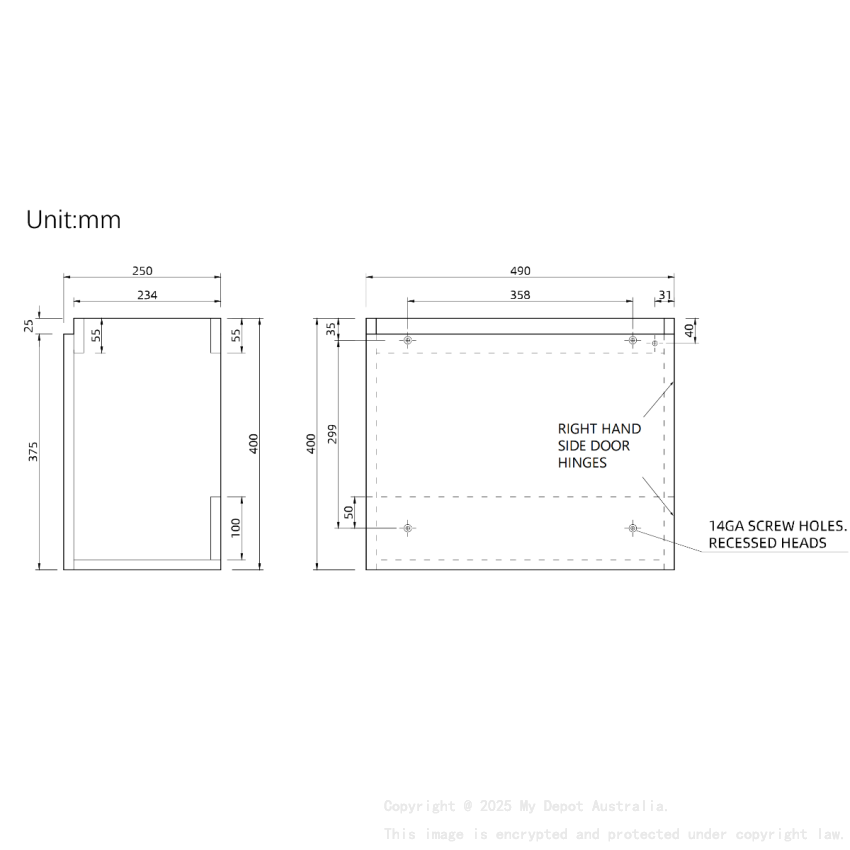500mm Natural Oak Laminated Particle Board 1 Right Hinged Door Wall Hung Vanity Cabinet Only