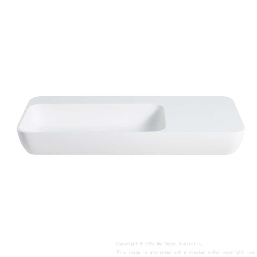 900*400*120mm Matt White Rocca Solid Surface Stone Wall Hung Basin With Semi Drill Tap Hole None Overflow 32mm Waste