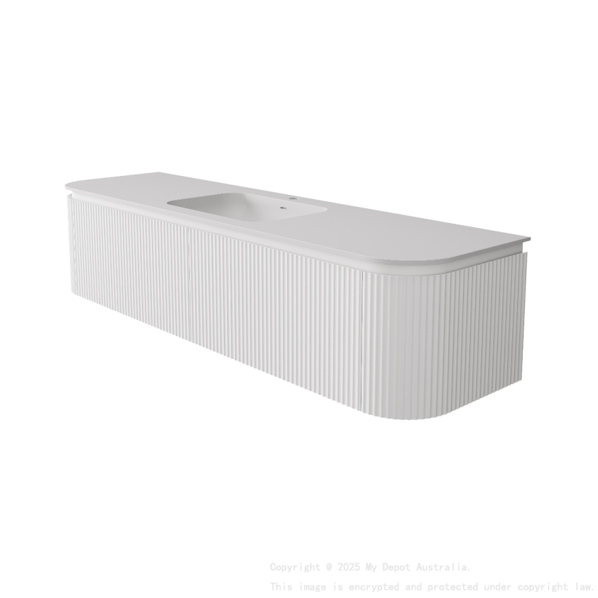 1790x495x400mm Matte White Estella Modern Wall Hung Vanity PVC Cabinet Two Middle Drawer Plus Two Side Drawers Soft Closing Door And Drawers