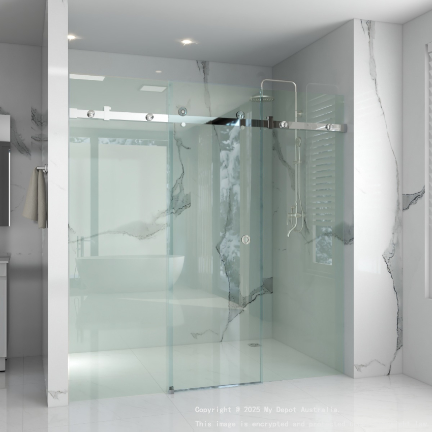 10mm Wall to Wall Frameless Shower Screens, 3 Panel, Sliding Door