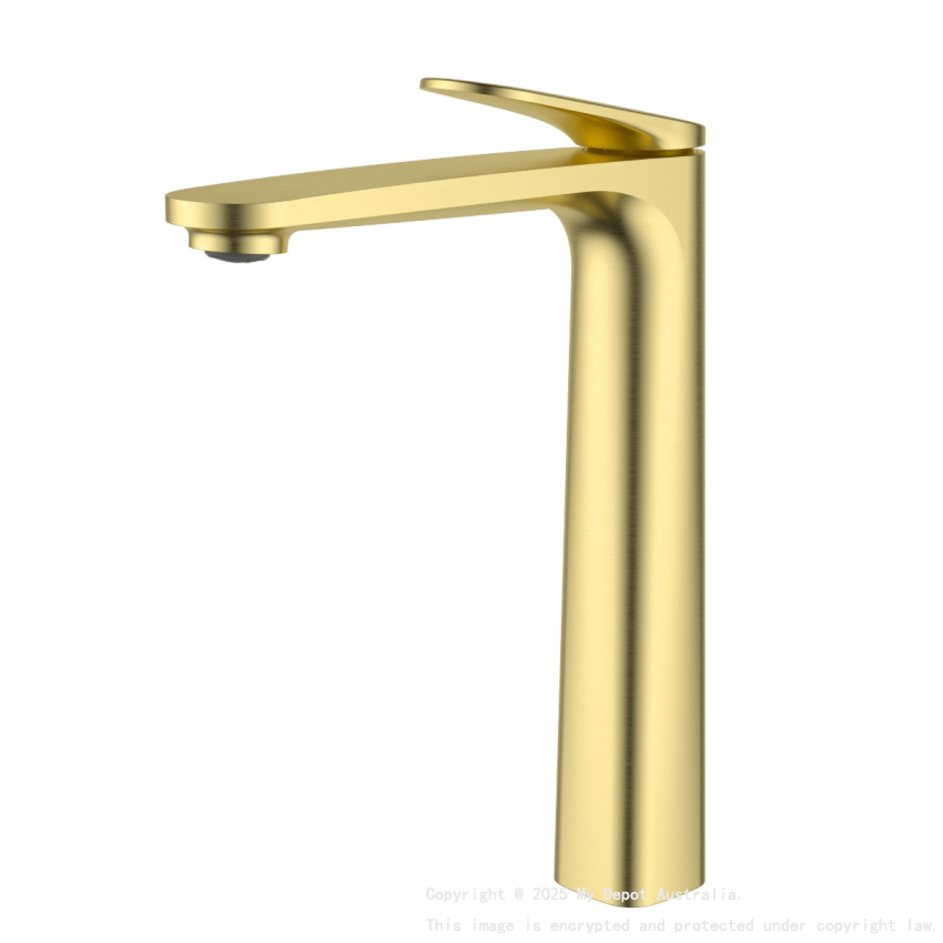 Sulu II High Rise Basin Mixer Brushed Gold