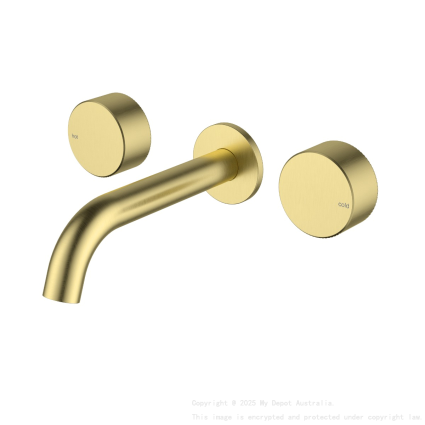 Hali 1/4 Turn C/D Wall Basin Set Brushed Gold