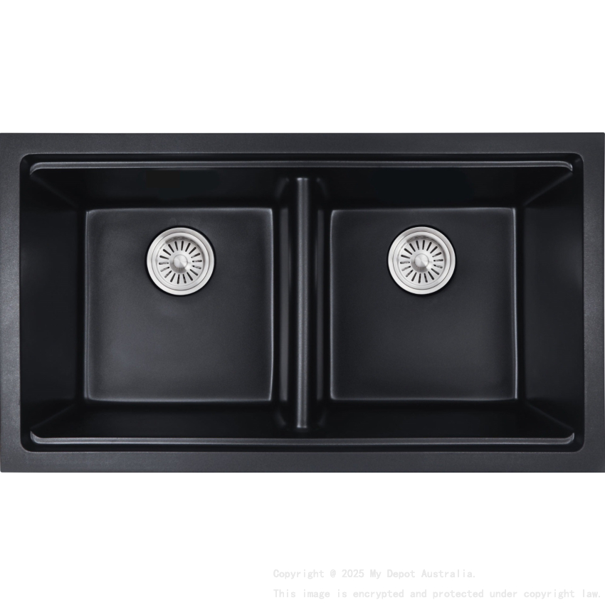833*467*240mm Cora Black Undermount Double Bowl Granite Sink