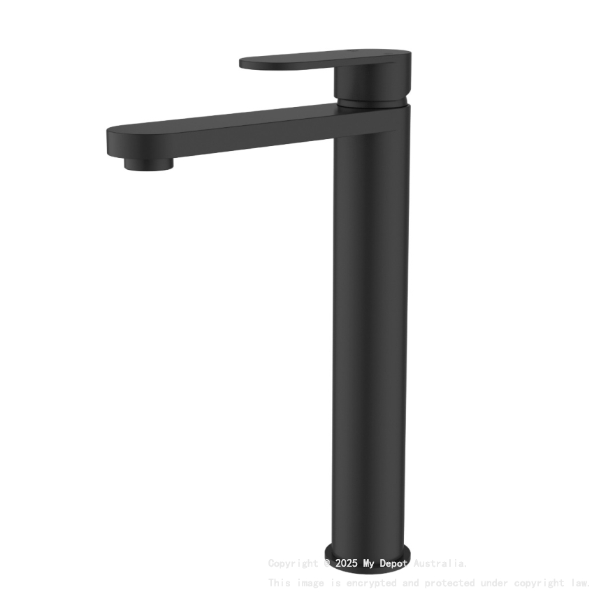 Sora SS Highrise Basin Mixer Matt Black