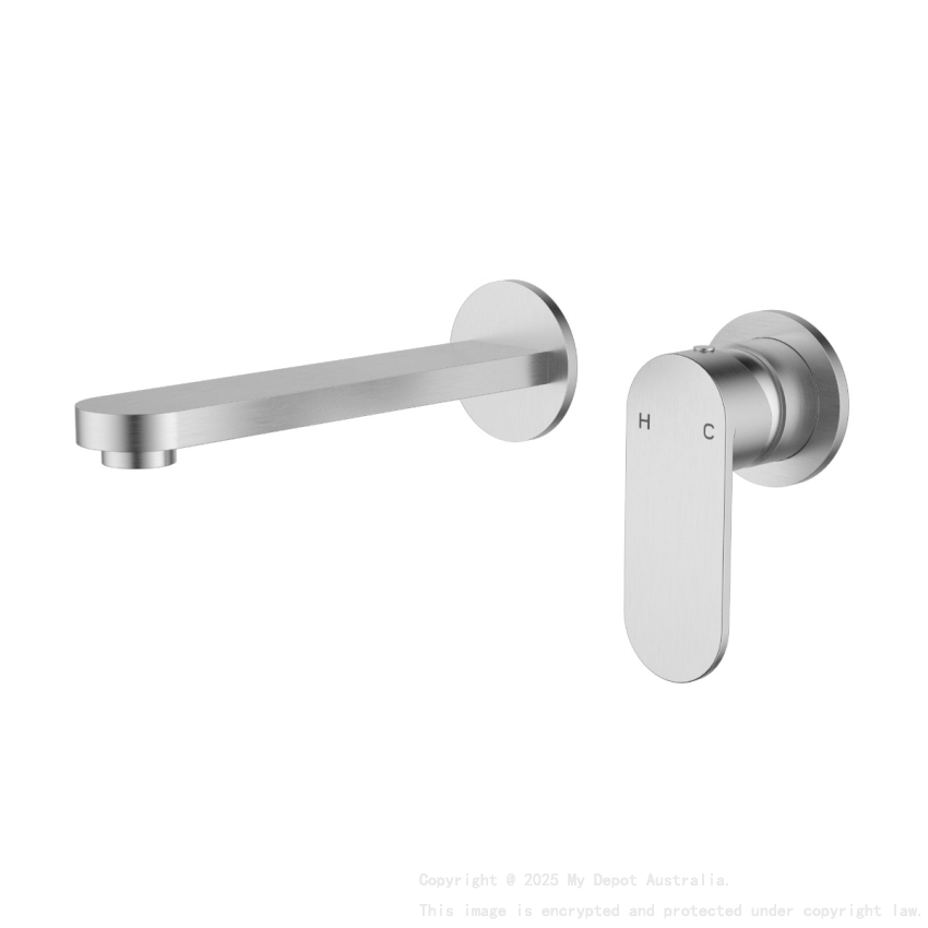 Sora SS Wall Basin Mixer Trim Kits With Separate Back Plate Brushed Stainless Steel
