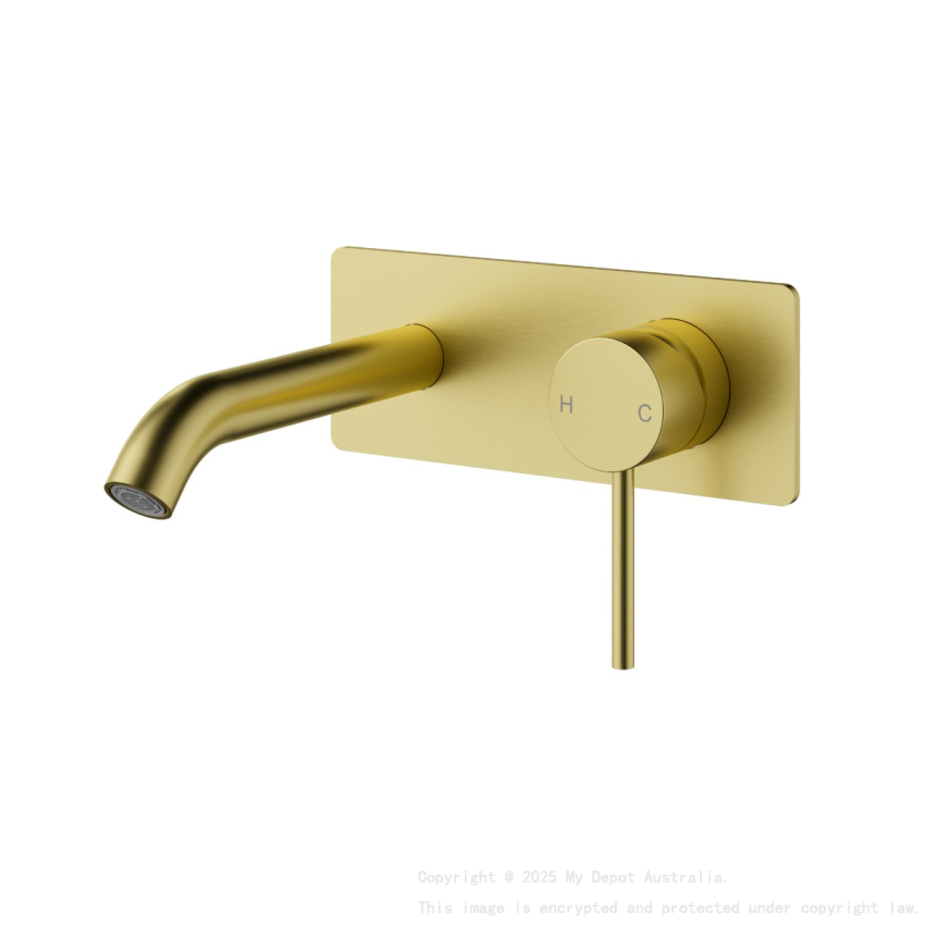 Otus Slimline Wall Basin Mixer Trim Kit 220mm Spout Brushed Gold