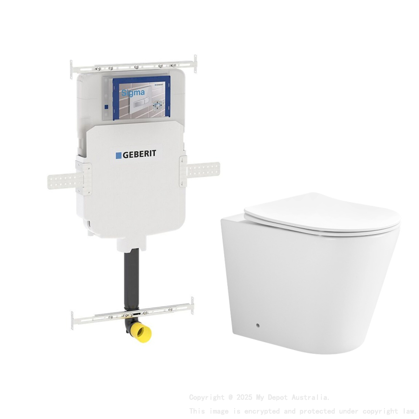 545*360*140mm Acadia Geberit Inwall Floor Toilet Suite Tornado Rimless Wall Faced Floor Pan