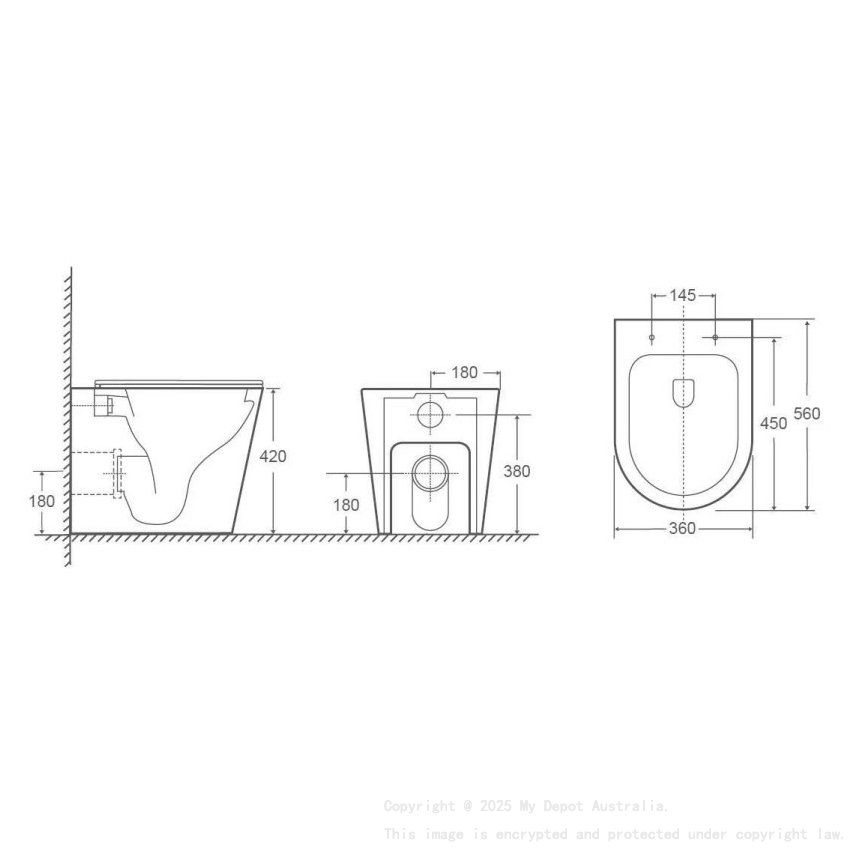 560X365X420mm Agena Rimless Wall Faced Floor Pan