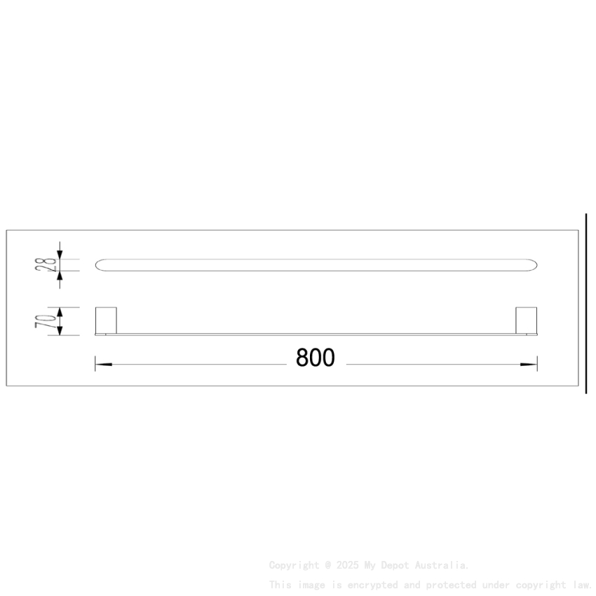 Bellino Solid Brass Brushed Nickel 800mm Single Towel Rail