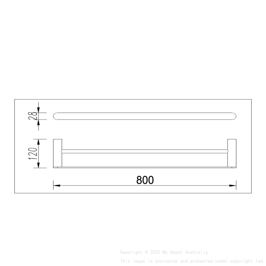 Bellino Matte Black 800mm Double Towel Rail