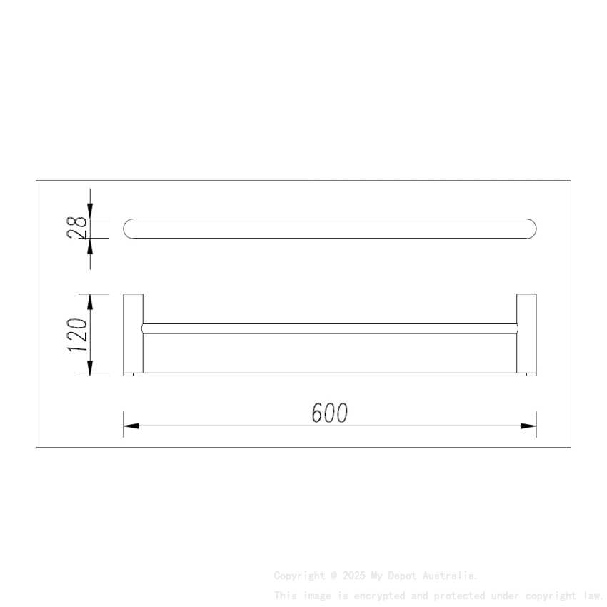 Bellino Brushed Yellow Gold 600mm Double Towel Rail