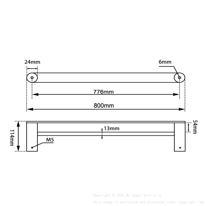 Esperia Brushed Yellow Gold Double Towel Rail 800mm
