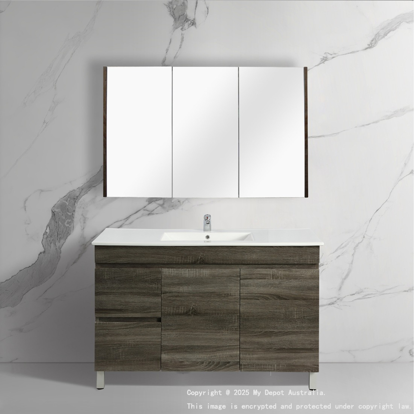 1200mm Dark Grey MDF Bathroom Vanity Left Drawers Free Standing Cabinet Only