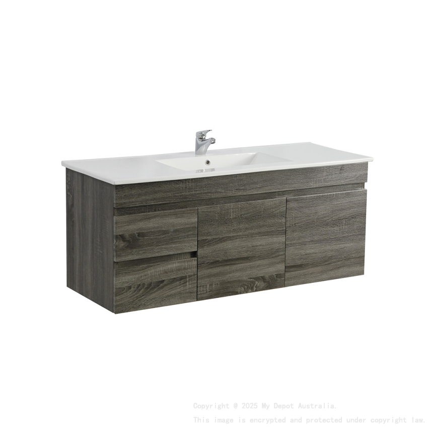 1200mm Dark Grey MDF Bathroom Vanity Left Drawers Wall Hung Cabinet Only