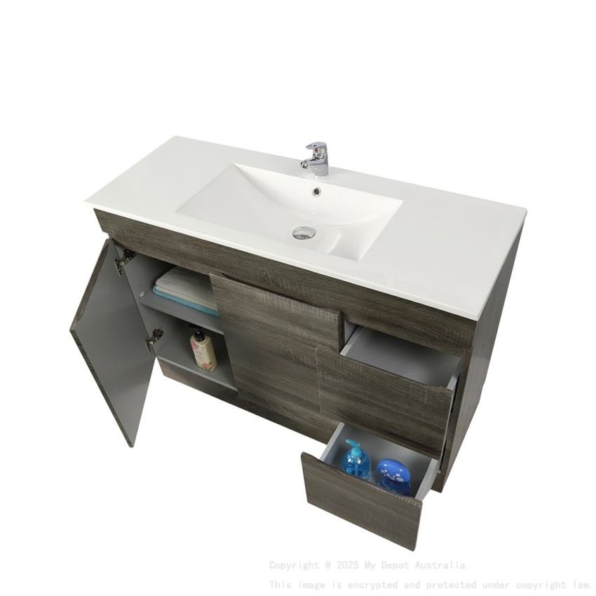 1200mm Dark Grey MDF Bathroom Vanity Right Drawers Free Standing Cabinet Only
