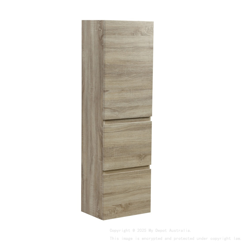 1350mm White Oak TT MDF 2 Drawers Single Door Tall Boy
