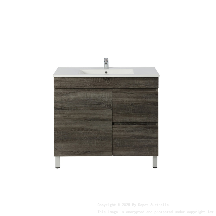 750mm Dark Grey MDF Bathroom Vanity Right Drawers Free Standing Cabinet Only