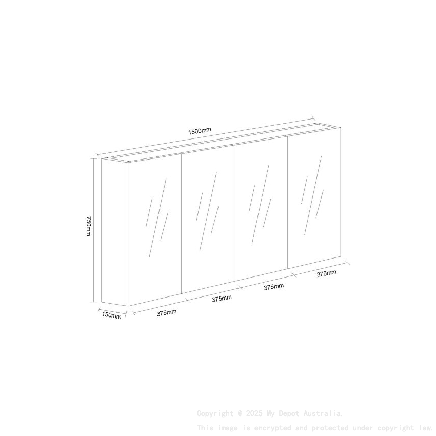 1500*150*750mm Pvc White Shaving Cabinet Four Doors