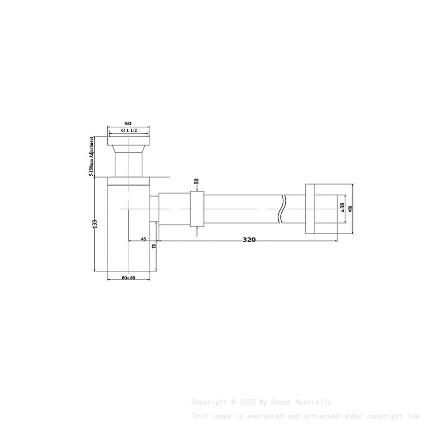 Rund Brass Bottle Trap Brushed Gun Metal