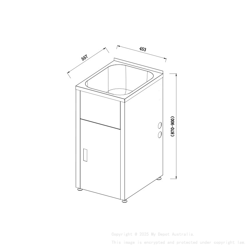 455W X560Dx870Hmm 35 Litre Compact Laundry Tub&Cabinet